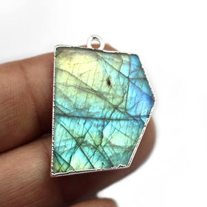 Collier à caution unique faisant connecteur argent plaqué véritable Labradorite dalle pierres précieuses bijoux à bricoler soi-même trouver des composants en vrac - Product Image 2
