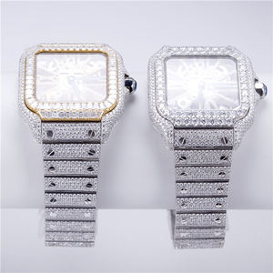 Exclusive Premium Quality VVS Moissanite Diamond Automatic Mechanical <b>Watch</b> Fully Iced Hip Hop Bling Glass <b>Black</b> Pearl Jewels - Product Image 1