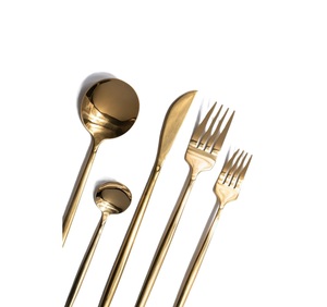 Juego de Cubiertos de Boda Dorados al por Mayor, Juego de Cubiertos de Acero Inoxidable con Tenedor y Cuchara, Juego de Cubiertos Dorados a un Precio Accesible - Product Image 1