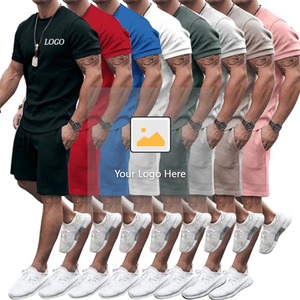 Wholesale Summer New Men Casual Set Fashion 2 Pieces <b>Suit</b> Trend Short Sleeve <b>T</b>-<b>shirt</b> Shorts Sets Male Gym Sportswear Tracksuit - Product Image 5