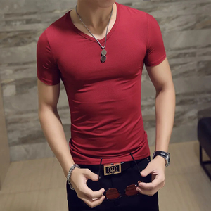 T-shirt pour hommes imprimé sur mesure 100% coton solide motif col rond manches courtes tissu tricoté vierge - Product Image 2