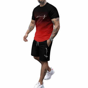 Survêtement surdimensionné 2 pièces pour hommes, short et chemises, tenue d'entraînement décontractée pour hommes, tenue de gym respirante et élégante, ensemble d'été à séchage rapide - Product Image 4