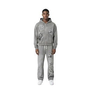 Silk Screen Printing with Rhinestones Everyday Athletic Sweatsuit with Soft Fabric and Modern Fit <b>boys</b> 2 piece set tracksuit - Product Image 1