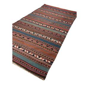 Alfombras de Lana a Rayas 3D Nayaab en Rojo y Naranja Paem-886 para Decoración de Sala de Estar, Alfombra de Yute de Tejido Plano - Product Image 2