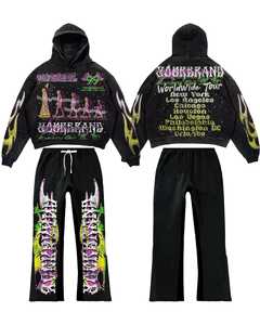 Chándal con Estampado de Pantalla Grande y Pedrería, Tejido Cálido y de Alta Densidad, para Ropa Urbana, Unisex - Product Image 1