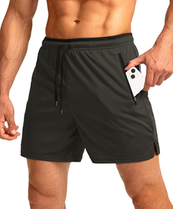 OEM Custom Men's Gym Workout Shorts Sublimation Mesh Fabric with Pockets and Zippers Solid Pattern Plain Dyed - Product Image 1