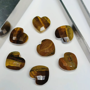 Cuentas de piedras preciosas talladas en forma de corazón facetadas de ojo de tigre de grado AAA para fabricación de joyas tallas de piedras preciosas sueltas de 8mm Briolette venta a granel - Product Image 2