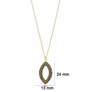 Creux Marquise Design Charme Noir Zircon Pierre Collier Turc À La Main 925 Bijoux En Argent Sterling - Product Image 2