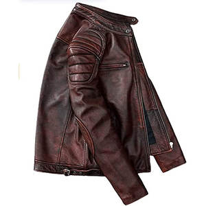 Veste en cuir et laine pour homme, tricotée, décontractée, avec fermeture éclair et capuche amovible, directement de l'usine - Product Image 4