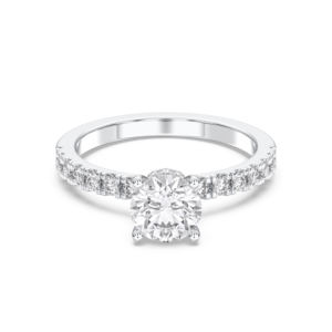 Bague de fiançailles solitaire en or massif pour femme, sertie de diamants moissanite taille ronde 1,35 carat E-F/VSS-VS - Product Image 4