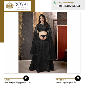 Lehenga Choli เสื้อผ้าแฟชั่นดีไซเนอร์ชาวอินเดียแบบปักลายพื้นเมืองสำหรับผู้ซื้อจำนวนมาก - Product Image 6