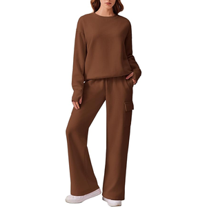 Long Sleeve Wide Leg Tracksuits <b>Women's</b> 2 Piece Cotton Sets Fall Outfits Casual <b>Lounge</b> Set Matching Sets - Product Image 6