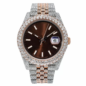 Montre mécanique de luxe en diamant Moissanite VVS pour homme, entièrement blanche, personnalisable, style hip-hop, avec mouvement à quartz, montre en diamant - Product Image 5