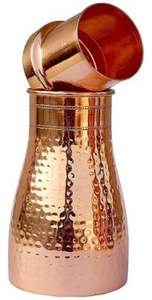 100% Copper Hammered Sugar Pot with Shiny Polish Plain Lid and Small Size <b>Bottle</b> for Home & Gifts by HF CRAFTS - Product Image 4