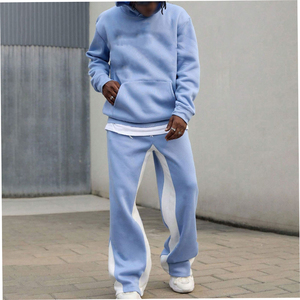 Survêtements lourds personnalisés unisexe 100% coton sweats à capuche baggy surdimensionnés et pantalons de survêtement à panneau latéral survêtements vierges personnalisés - Product Image 6