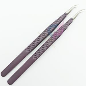 Pince à épiler durable en acier inoxydable de couleur brune de marque privée pince à épiler à 45 degrés à longue isolation SS pour boîte d'emballage d'isolement - Product Image 3