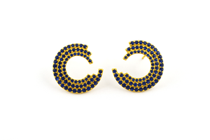 Boucles d'oreilles en or 18 carats septembre pierre de naissance saphir cercle pour fiançailles fête mariage anniversaire cadeau en argent sterling - Product Image 5