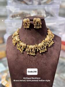 Conjunto de collar antiguo de aspecto pesado con pendientes Joyería nupcial y de fiesta glamorosa para mujeres Más vendidos de la India - Product Image 3