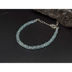 Aquamarine 925 Sterling Silver Bracelet with 18K Gold Trendy <b>Charm</b> <b>Bangles</b> for Wedding Engagement Anniversary Party Gift - Product Image 3