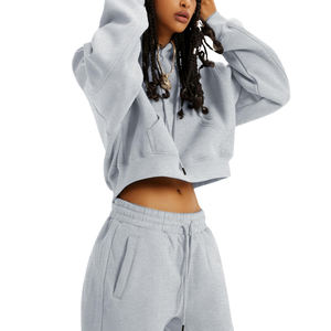 Venta al por mayor de ropa deportiva, chándal para mujer, conjunto de dos piezas, conjunto de chándales en blanco, chándales de algodón para mujer, conjunto de Jogger - Product Image 1