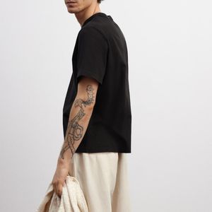 Top qualité hommes T-Shirts coton été t-shirt noir Style à la mode couleur unie surdimensionné t-shirt hommes - Product Image 4