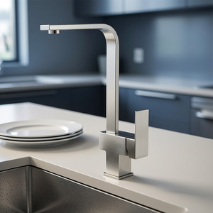 Robinet mélangeur de cuisine moderne en acier inoxydable 304, design carré à rotation 360°, monocommande, noir mat, avec finition céramique, pour usage commercial - Product Image 2