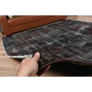 Tapis turc vintage 6,4x7,4 pieds, grand tapis oriental en laine noir - Product Image 4