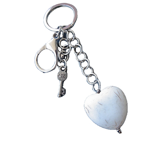 Porte-clés en marbre blanc en forme de cœur, porte-clés vintage en marbre, porte-clés en onyx - Product Image 1