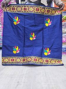 Tissu pour tenue décontractée Intorica George avec broderie florale multicolore et placement du logo avant à bordure ronde de créateur - Product Image 5