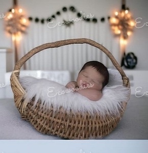 ตะกร้าหวายไม้ไผ่สานน่ารักสำหรับเด็กทารกหวายอุปกรณ์เสริมสำหรับถ่ายรูปเด็กทารกแรกเกิดอุปกรณ์เสริมสำหรับถ่ายรูป - Product Image 1