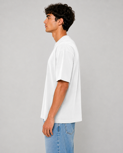 เสื้อยืด100% พรีเมี่ยมทำจากผ้าฝ้ายหนาแบบอิตาลีเสื้อยืดแขนสั้น220 GSM สำหรับผู้ชายเสื้อผ้าแนวสตรีทเสื้อผ้าบ็อกซี่ฟิตแฟชั่นสตรีทสีขาว ODM - Product Image 2