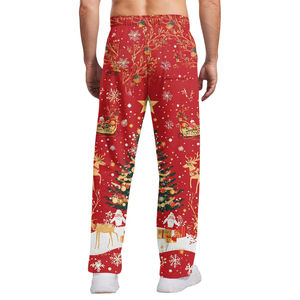 กางเกงวอร์มคริสต์มาสผู้ชาย โพลีเอสเตอร์ สัมผัสนุ่มสบาย กางเกงลำลองสำหรับวันหยุด - Product Image 3