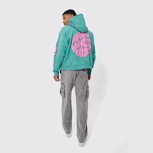 Sudaderas con capucha holgadas con estampado 3D Puff de talla grande para hombre, sudaderas holgadas de lana de algodón baratas al por mayor, sudaderas térmicas bordadas de verano - Product Image 5