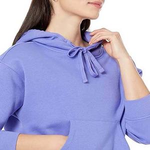 Sweat-shirts à capuche pour femmes de haute qualité, surdimensionnés, personnalisés, en coton uni, streetwear, crop top à capuche, respirant, pull-over - Product Image 5