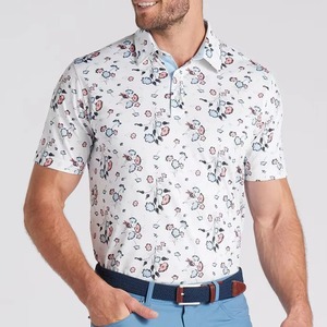 Fabricant de polo imprimé par sublimation respirant logo personnalisé broderie polo de golf t-shirt strech floral polo personnalisé pour hommes - Product Image 1
