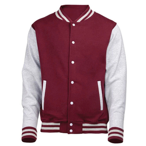 Veste universitaire pour homme, couleur unie marron et blanc, fermeture à boutons, col rabattu, style preppy, vêtement d'automne, coupe classique - Product Image 1