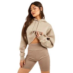 เสื้อฮู้ดครอปผ้าฝ้าย 100% ระบายอากาศได้ดี สีสันปรับแต่งได้ ขอบดิบ ทรงพูลโอเวอร์ คุณภาพสูง เป็นมิตรกับสิ่งแวดล้อม ลาย 3 มิติ สำหรับผู้หญิงที่ทันสมัยที่สุด - Product Image 1