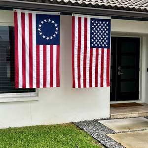 Drapeau américain Betsy Ross 3x5 pieds en polyester avec mât en aluminium, imperméable, pack combo, étoiles brodées pour le 250e anniversaire - Product Image 6