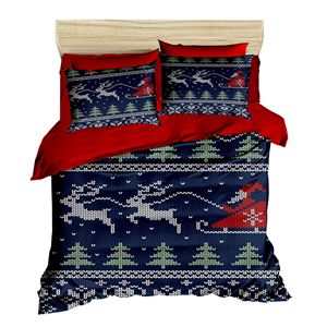 Parure de lit de Noël classique et festive 200x220cm en coton Ranforce, impression numérique double pour usage domestique - Product Image 1