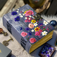 400 Page Fleur Imprimé En Cuir Grimoire À La Main Vintage Livre Des Ombres Rechargeable Sorcellerie Sort Journal Wiccan Pagan Journal