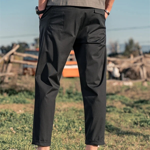 Men's Solid Color Lightweight Polyester/Cotton Casual Pants <b>Drawstring</b> <b>Trousers</b> Anti Pilling Breathable Straight Leg Streetwear - Product Image 4