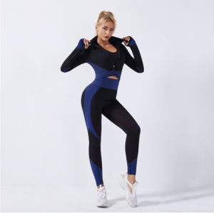 Haute qualité usine approvisionnement Nylon coton filles sport costume élastique votre propre conception Fitness vêtements sans couture Yoga ensemble personnalisé - Product Image 4