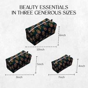 Estuche grande de algodón puro verde oscuro Floral con bloque de mano, bolsas multiusos para maquillaje cosmético, artículos esenciales de viaje - Product Image 4