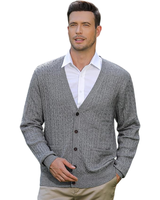 Herren Winter 100% Baumwolle Knopfleisten-Strickjacke Gestreift Geprägt 300 Gramm Schnelltrocknend Atmungsaktiv Vollärmel Pullover Jacke