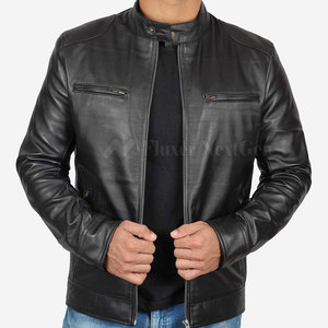 Chaqueta de cuero a prueba de viento para hombre de calle principal con cuello levantado Ropa de invierno duradera El mejor diseño Venta caliente Servicio OEM disponible - Product Image 3