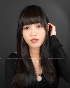 Extensions de cheveux humains vietnamiens en gros, couleur naturelle, sans nœuds ni perte, perruques ondulées à franges, provenant de plusieurs donneurs - Product Image 1