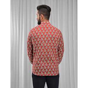 Chemise pour homme, 100% coton, imprimée avec des motifs floraux à pois, décontractée, manches longues, options de tissu popeline Oxford, fabrication ODM/OEM - Product Image 3