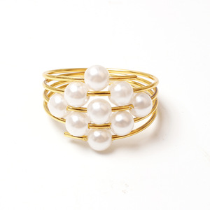 Beautiful stainless steel napkin ring with beads design refined look enhances photography for events, social media table display - Product Image 3