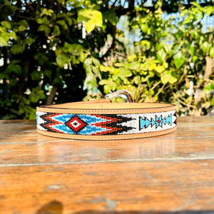 Ceinture Western Classique de Luxe Unisexe en Cuir Véritable Pleine Fleur Importé d'Argentine avec Motif Couronne Brodé Perlé et Boucle en Laiton - Product Image 4