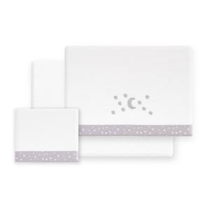 Juego de 3 Sábanas para Bebé, Modelo Luna Estrellas, Técnica de Tejido en Franela, para Ropa de Cama Infantil - Product Image 1